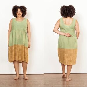 Ace & Jig Teasdale Green & Orange Plaid Sleeveless Cotton Midi Dress Pockets XL